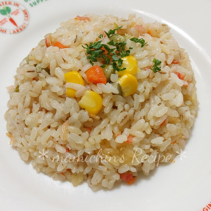 押し麦入り*カニカマ&エビのピラフ